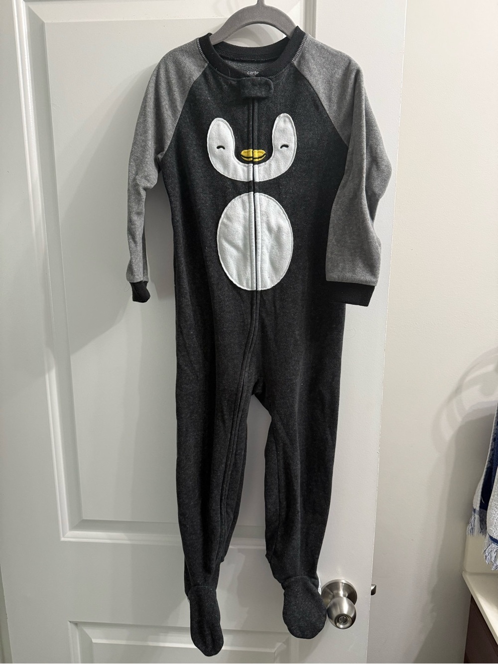 Carter's Black & Gray Penguin Footed One-Piece Pajamas